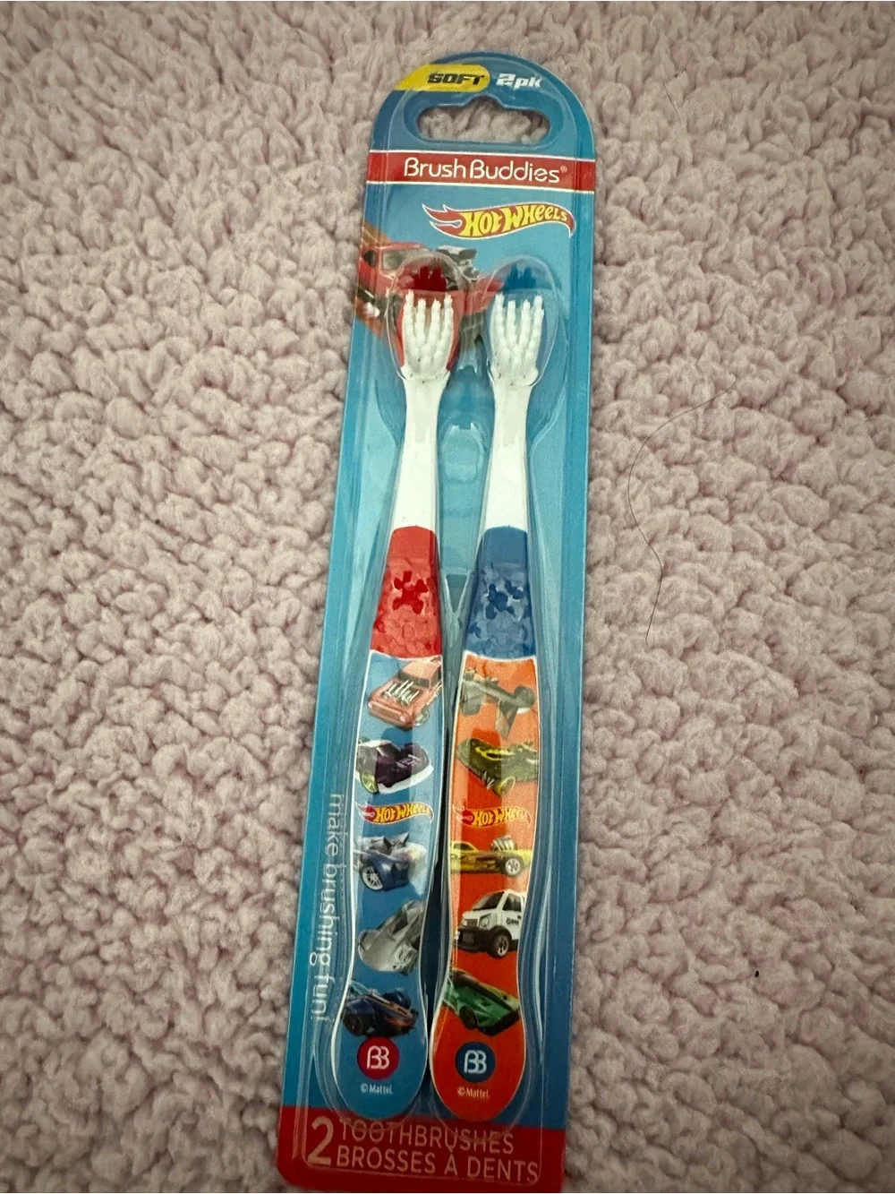 Hot Wheels Kids Toothbrush Set - Blue, Red, Yellow